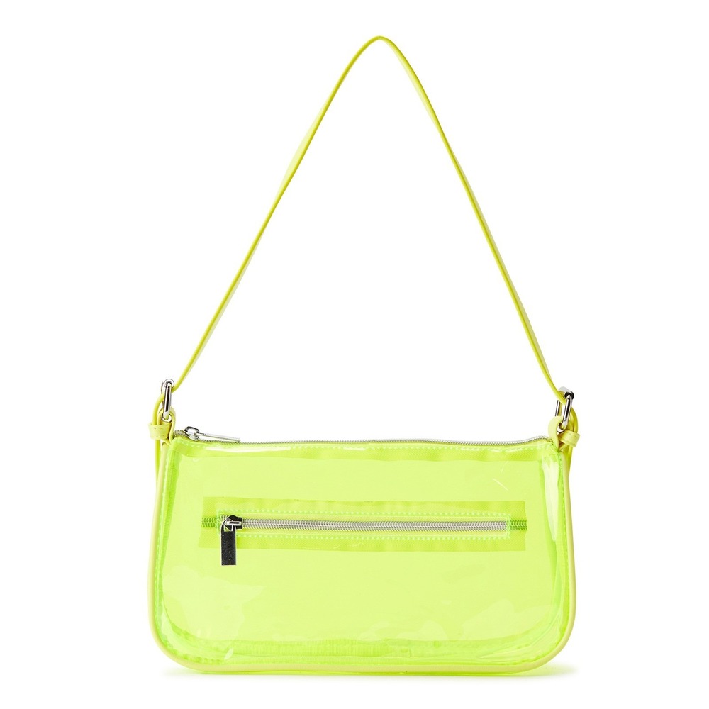 No Boundaries Baguette Bag Womens OS Neon Yellow NEW Clear Vinyl Y2K Festival